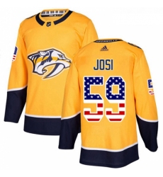 Youth Adidas Nashville Predators 59 Roman Josi Authentic Gold USA Flag Fashion NHL Jersey 