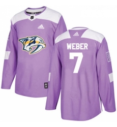 Youth Adidas Nashville Predators 7 Yannick Weber Authentic Purple Fights Cancer Practice NHL Jersey 