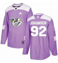 Youth Adidas Nashville Predators 92 Ryan Johansen Authentic Purple Fights Cancer Practice NHL Jersey 