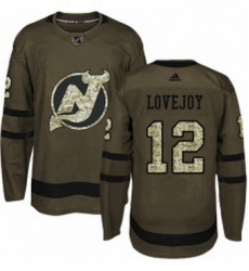 Mens Adidas New Jersey Devils 12 Ben Lovejoy Authentic Green Salute to Service NHL Jersey 