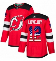 Mens Adidas New Jersey Devils 12 Ben Lovejoy Authentic Red USA Flag Fashion NHL Jersey 