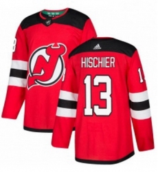 Mens Adidas New Jersey Devils 13 Nico Hischier Premier Red Home NHL Jersey 