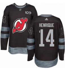 Mens Adidas New Jersey Devils 14 Adam Henrique Authentic Black 1917 2017 100th Anniversary NHL Jersey 