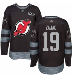 Mens Adidas New Jersey Devils 19 Travis Zajac Authentic Black 1917 2017 100th Anniversary NHL Jersey 