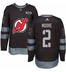 Mens Adidas New Jersey Devils 2 John Moore Authentic Black 1917 2017 100th Anniversary NHL Jersey 