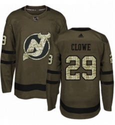 Mens Adidas New Jersey Devils 29 Ryane Clowe Authentic Green Salute to Service NHL Jersey 