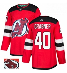 Mens Adidas New Jersey Devils 40 Michael Grabner Authentic Red Fashion Gold NHL Jersey 