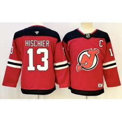 Youth New Jersey Devils 13 Nico Hischier Red 2024 25 Home With C Patch Stitched Hockey Jersey