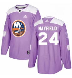 Mens Adidas New York Islanders 24 Scott Mayfield Authentic Purple Fights Cancer Practice NHL Jersey 