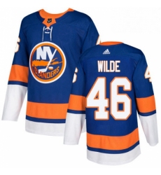 Mens Adidas New York Islanders 46 Bode Wilde Premier Royal Blue Home NHL Jersey 