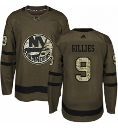 Mens Adidas New York Islanders 9 Clark Gillies Premier Green Salute to Service NHL Jersey 