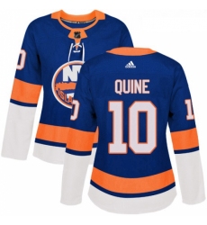 Womens Adidas New York Islanders 10 Alan Quine Authentic Royal Blue Home NHL Jersey 