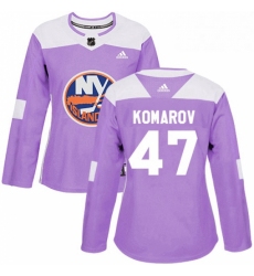 Womens Adidas New York Islanders 47 Leo Komarov Authentic Purple Fights Cancer Practice NHL Jersey 