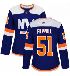 Womens Adidas New York Islanders 51 Valtteri Filppula Premier Blue Alternate NHL Jersey 