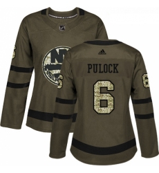 Womens Adidas New York Islanders 6 Ryan Pulock Authentic Green Salute to Service NHL Jersey 