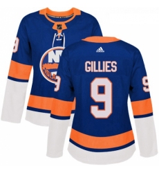 Womens Adidas New York Islanders 9 Clark Gillies Authentic Royal Blue Home NHL Jersey 