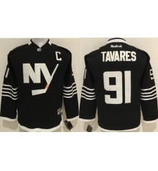 Islanders #91 John Tavares Black Alternate Stitched Youth NHL Jersey