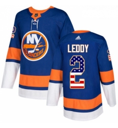 Youth Adidas New York Islanders 2 Nick Leddy Authentic Royal Blue USA Flag Fashion NHL Jersey 