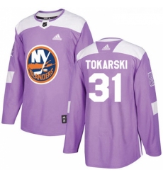 Youth Adidas New York Islanders 31 Dustin Tokarski Authentic Purple Fights Cancer Practice NHL Jersey 