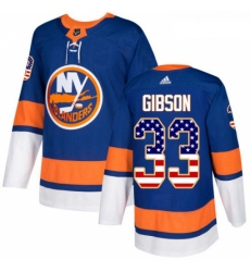 Youth Adidas New York Islanders 33 Christopher Gibson Authentic Royal Blue USA Flag Fashion NHL Jersey 