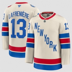 Men New York Rangers 13 Alexis Lafreniere Beige 2026 Winter Classic Stitched Hockey Jersey