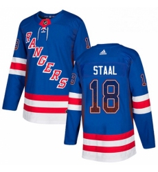 Mens Adidas New York Rangers 18 Marc Staal Authentic Royal Blue Drift Fashion NHL Jersey 