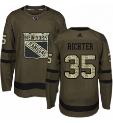 Mens Adidas New York Rangers 35 Mike Richter Authentic Green Salute to Service NHL Jersey 