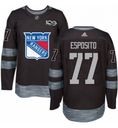 Mens Adidas New York Rangers 77 Phil Esposito Authentic Black 1917 2017 100th Anniversary NHL Jersey 