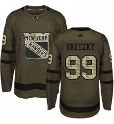 Mens Adidas New York Rangers 99 Wayne Gretzky Authentic Green Salute to Service NHL Jersey 