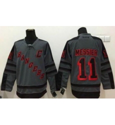 New York Rangers #11 Mark Messier Charcoal Cross Check Fashion Stitched NHL Jersey