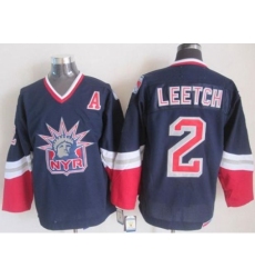 New York Rangers #2 Brian Leetch Navy Blue CCM Statue of Liberty Stitched NHL Jersey