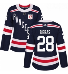 Womens Adidas New York Rangers 28 Chris Bigras Authentic Navy Blue 2018 Winter Classic NHL Jersey 