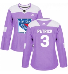 Womens Adidas New York Rangers 3 James Patrick Authentic Purple Fights Cancer Practice NHL Jersey 