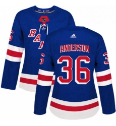 Womens Adidas New York Rangers 36 Glenn Anderson Authentic Royal Blue Home NHL Jersey 