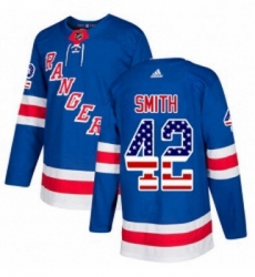 Youth Adidas New York Rangers 42 Brendan Smith Authentic Royal Blue USA Flag Fashion NHL Jersey 