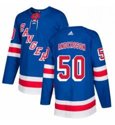 Youth Adidas New York Rangers 50 Lias Andersson Authentic Royal Blue Home NHL Jersey 