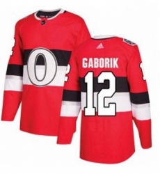 Mens Adidas Ottawa Senators 12 Marian Gaborik Authentic Red 2017 100 Classic NHL Jersey 