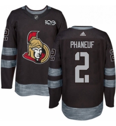 Mens Adidas Ottawa Senators 2 Dion Phaneuf Authentic Black 1917 2017 100th Anniversary NHL Jersey 