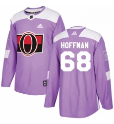 Mens Adidas Ottawa Senators 68 Mike Hoffman Authentic Purple Fights Cancer Practice NHL Jersey 