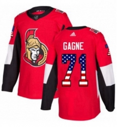 Mens Adidas Ottawa Senators 71 Gabriel Gagne Authentic Red USA Flag Fashion NHL Jersey 