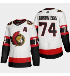 Ottawa Senators 74 Mark Borowiecki Men Adidas 2020 21 Authentic Player Away Stitched NHL Jersey White