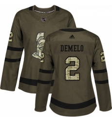 Womens Adidas Ottawa Senators 2 Dylan DeMelo Authentic Green Salute to Service NHL Jersey 