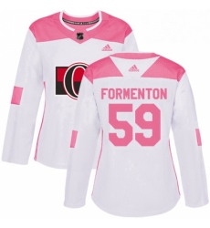 Womens Adidas Ottawa Senators 59 Alex Formenton Authentic WhitePink Fashion NHL Jersey 