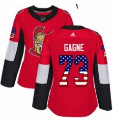 Womens Adidas Ottawa Senators 73 Gabriel Gagne Authentic Red USA Flag Fashion NHL Jersey 