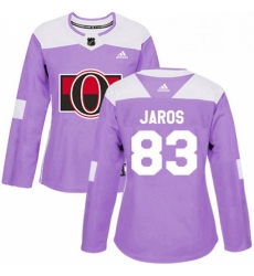 Womens Adidas Ottawa Senators 83 Christian Jaros Authentic Purple Fights Cancer Practice NHL Jersey 