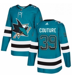 Mens Adidas San Jose Sharks 39 Logan Couture Authentic Teal Drift Fashion NHL Jersey 