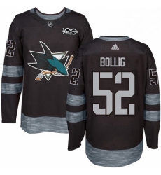 Mens Adidas San Jose Sharks 52 Brandon Bollig Premier Black 1917 2017 100th Anniversary NHL Jersey 