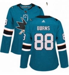 Womens Adidas San Jose Sharks 88 Brent Burns Authentic Teal Green Home NHL Jersey 