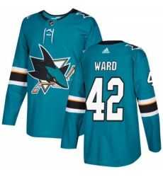 Youth Adidas San Jose Sharks 42 Joel Ward Authentic Teal Green Home NHL Jersey 