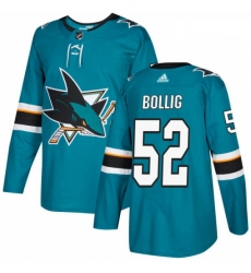 Youth Adidas San Jose Sharks 52 Brandon Bollig Premier Teal Green Home NHL Jersey 